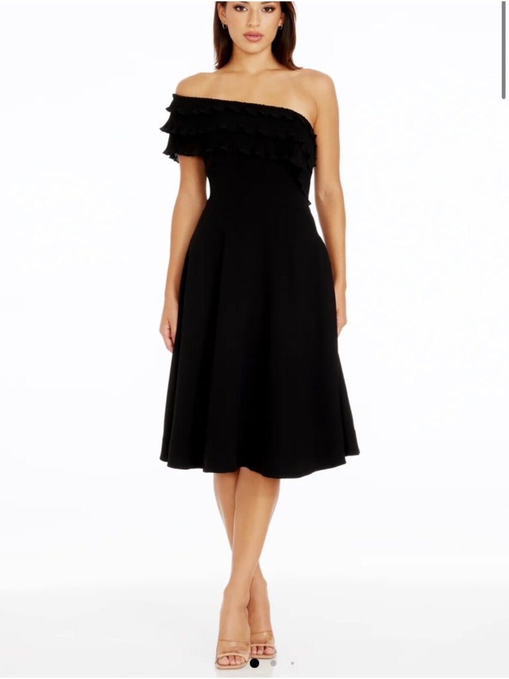 Dress the Population Black Kristy Midi Dress Size M